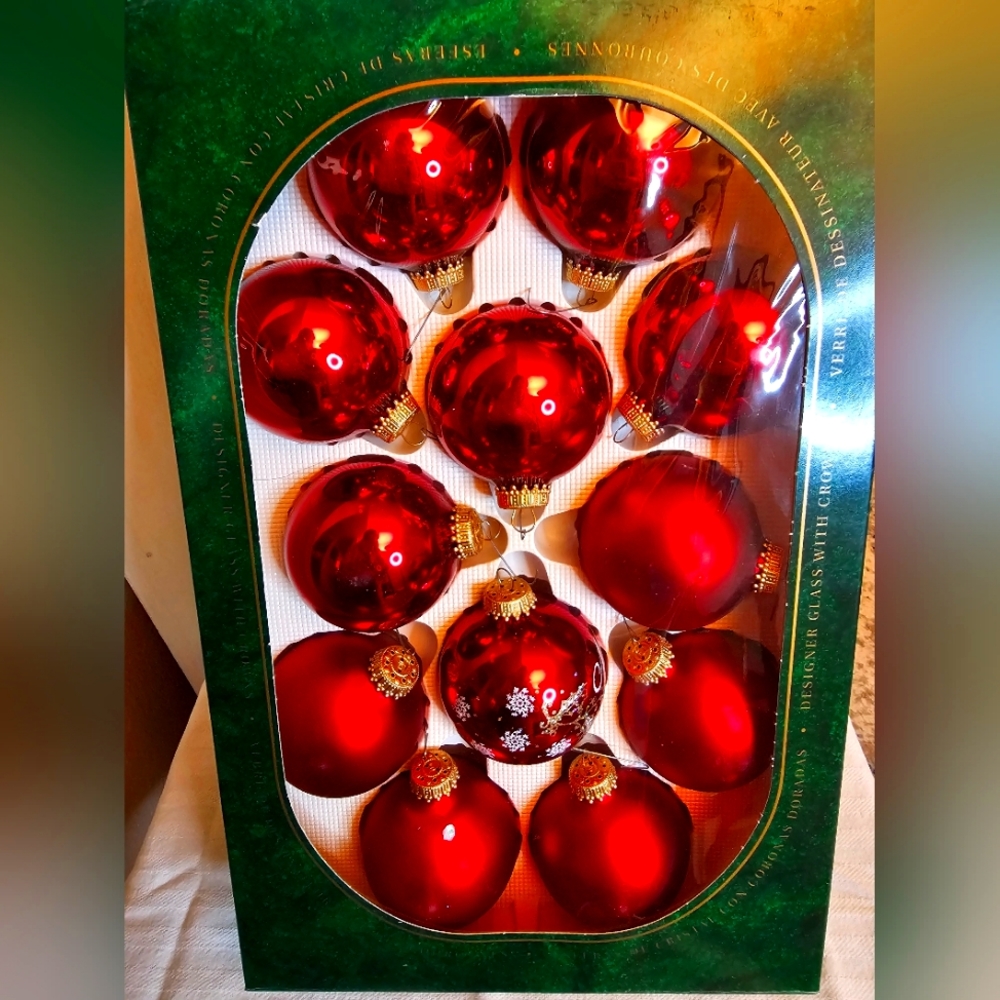 Christmas By Krebbs Glass Ornaments Vintage 12 Red